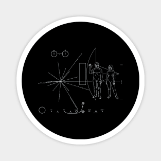 Nasa Pioneer Space Craft Plaque White Text on Black Alien Message Magnet